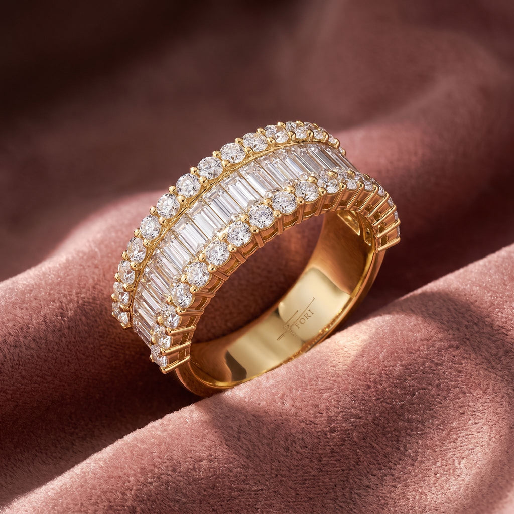 18K Eternity Baguette Diamond Ring — AI cloth, in-house