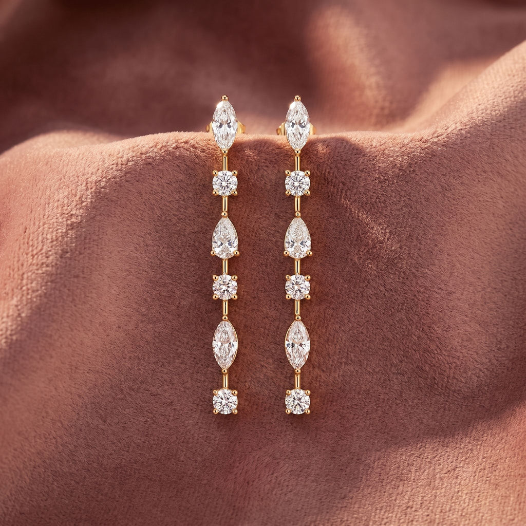 18K Marquise Diamond Drop Earrings — AI cloth, in-house