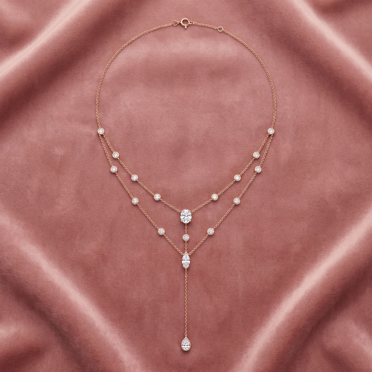 18K Cluster Diamond Pendant Necklace — AI cloth, in-house