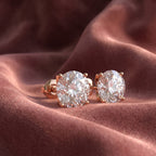18K Round Solitaire Diamond Earrings — AI cloth, in-house