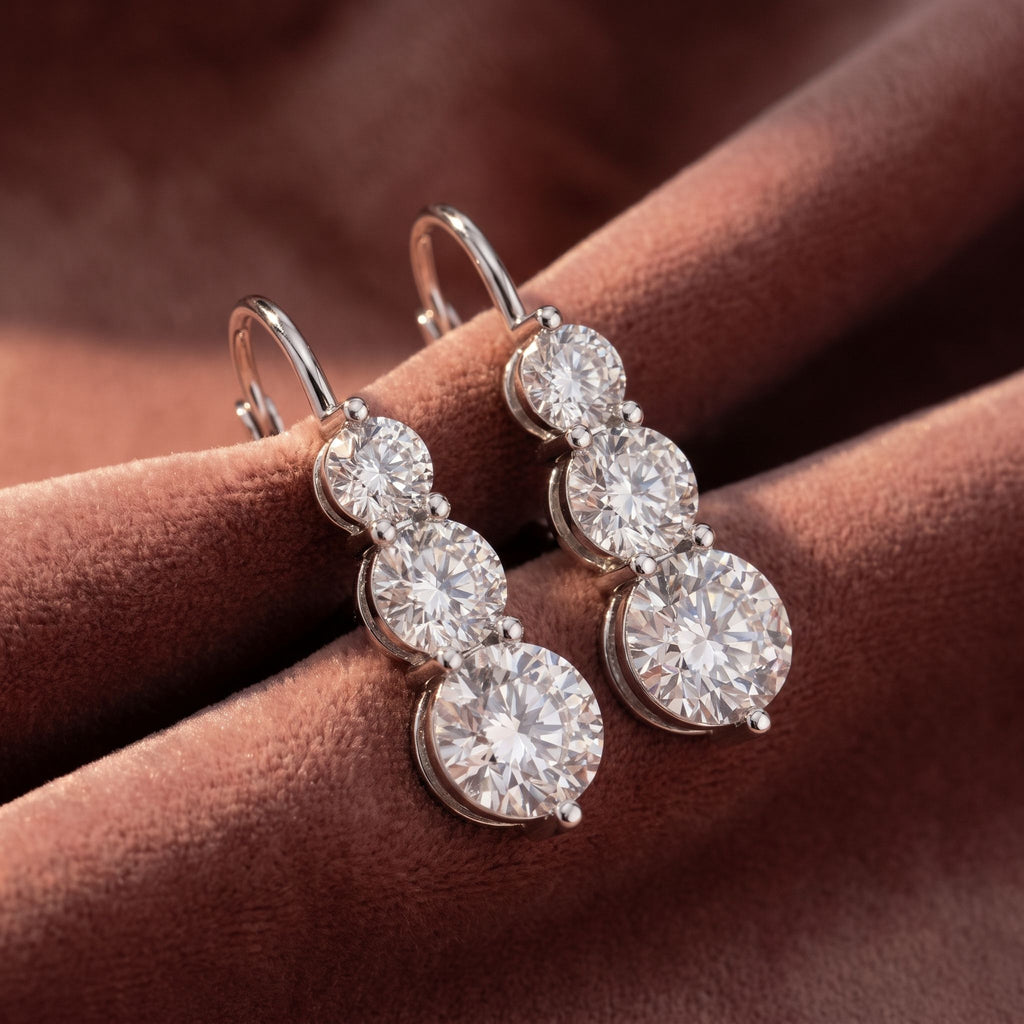 18K Diamond Drop Earrings — AI cloth, in-house