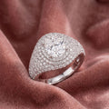 18K Oval Halo Diamond Engagement Ring — AI cloth, in-house