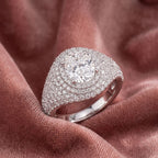 18K Oval Halo Diamond Engagement Ring — AI cloth, in-house