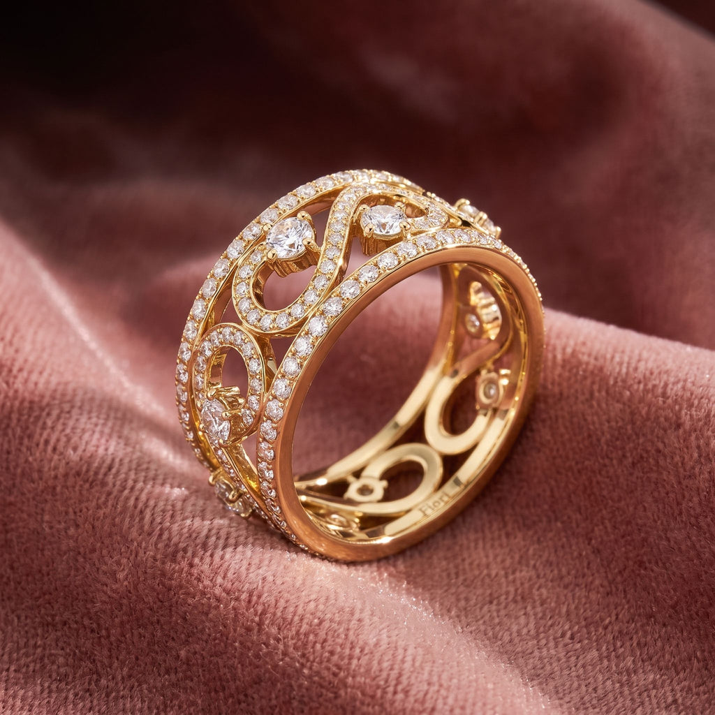 18K Bespoke Openwork Pave Diamond Ring — AI cloth, in-house