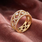 18K Bespoke Openwork Pave Diamond Ring — AI cloth, in-house