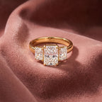 18K Trilogy Three-Stone Diamond Engagement Ring — AI cloth, in-house