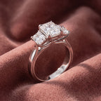 18K Trilogy Emerald Diamond Ring — AI cloth, in-house