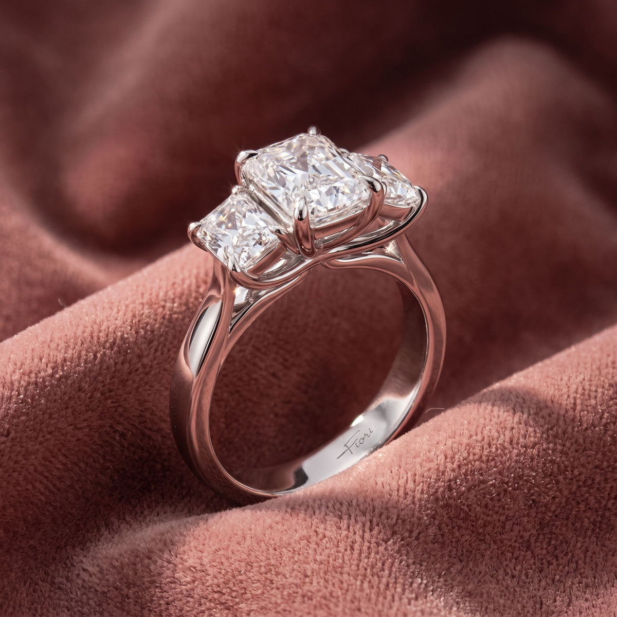 18K Trilogy Emerald Diamond Ring — AI cloth, in-house