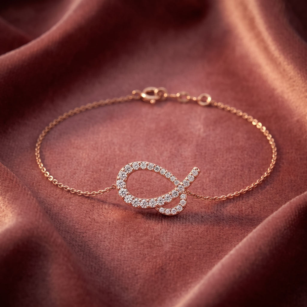 18K Alphabet Round Diamond Bracelet — AI cloth, in-house