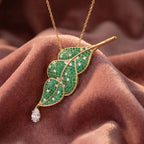 18K Leaf Pear Diamond Pendant — AI cloth, in-house