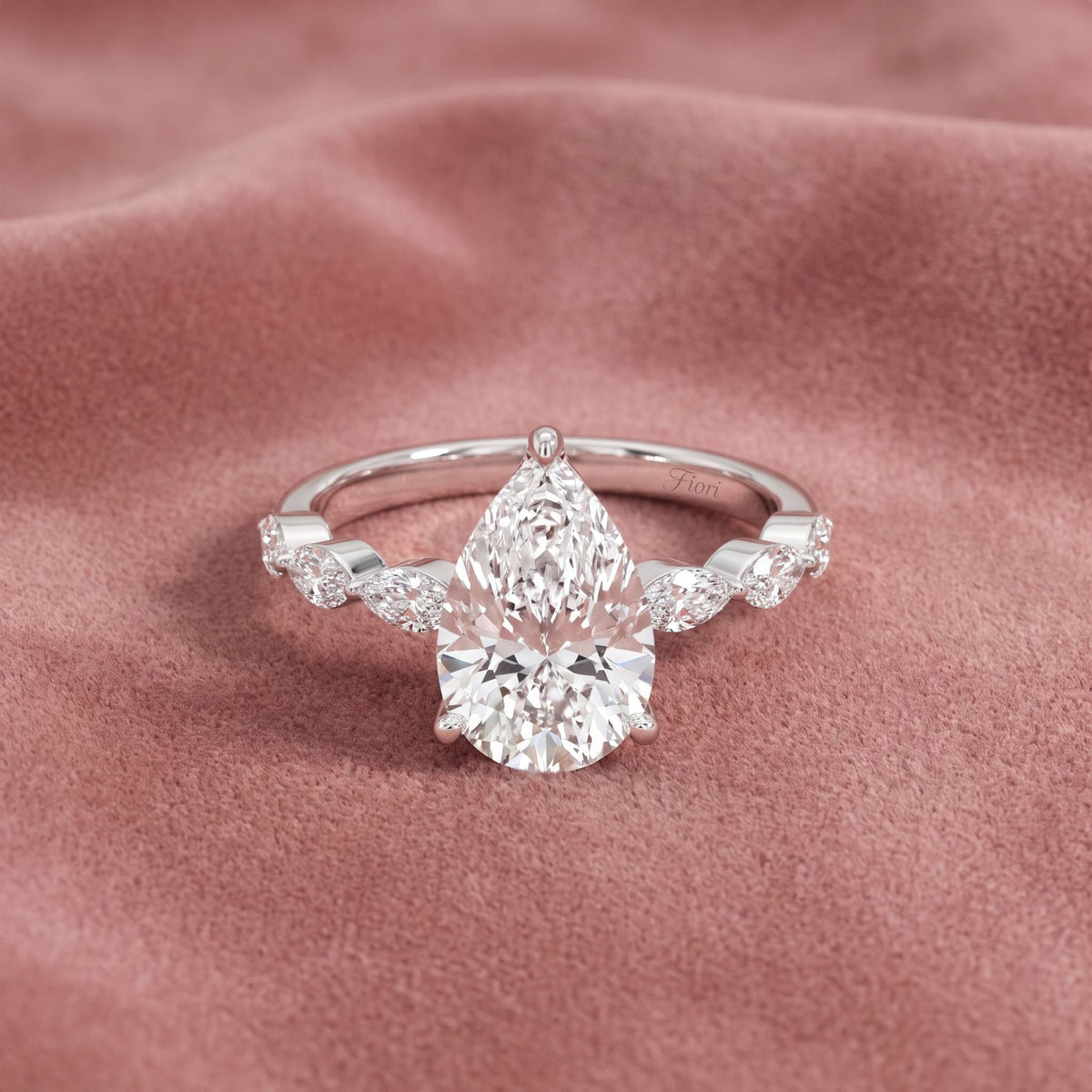 18K Bespoke Pear Diamond Engagement Ring — AI cloth, in-house
