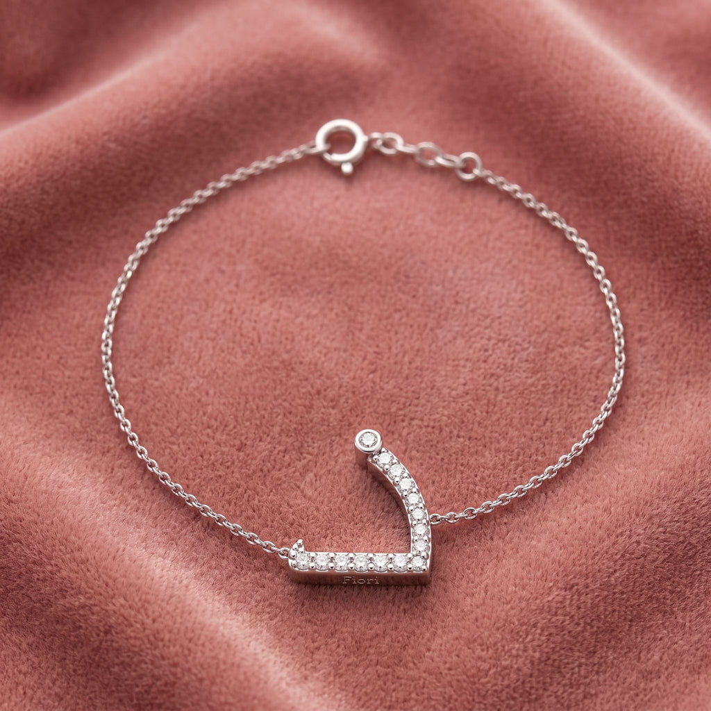 18K Arabic Alphabet Diamond Bracelet — AI cloth, in-house