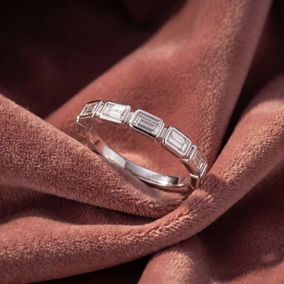18K Baguette Eternity Diamond Ring — AI cloth, in-house