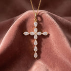 18K Cross Pear Diamond Pendant — AI cloth, in-house
