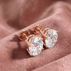 18K Oval Solitaire Diamond Earrings — AI cloth, in-house