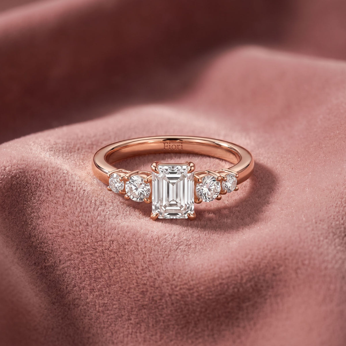 18K Bespoke Emerald Cut Diamond Engagement Ring — AI cloth, in-house