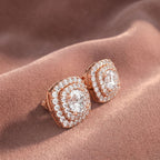 18K Halo Lab Grown Diamond Earrings — AI cloth, in-house