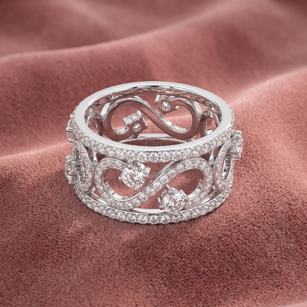 18K Bespoke Openwork Pave Diamond Ring — AI cloth, in-house