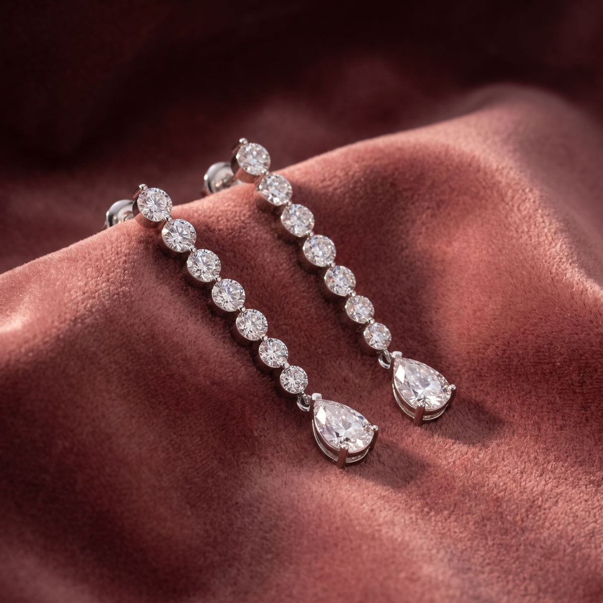 18K Pear Diamond Drop Earrings — AI cloth, in-house