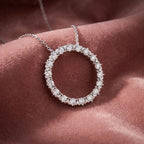 18K Circle Round Diamond Pendant — AI cloth, in-house
