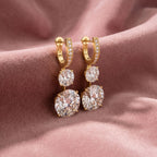 18K Three Stone Diamond Drop Earrings — AI cloth, in-house
