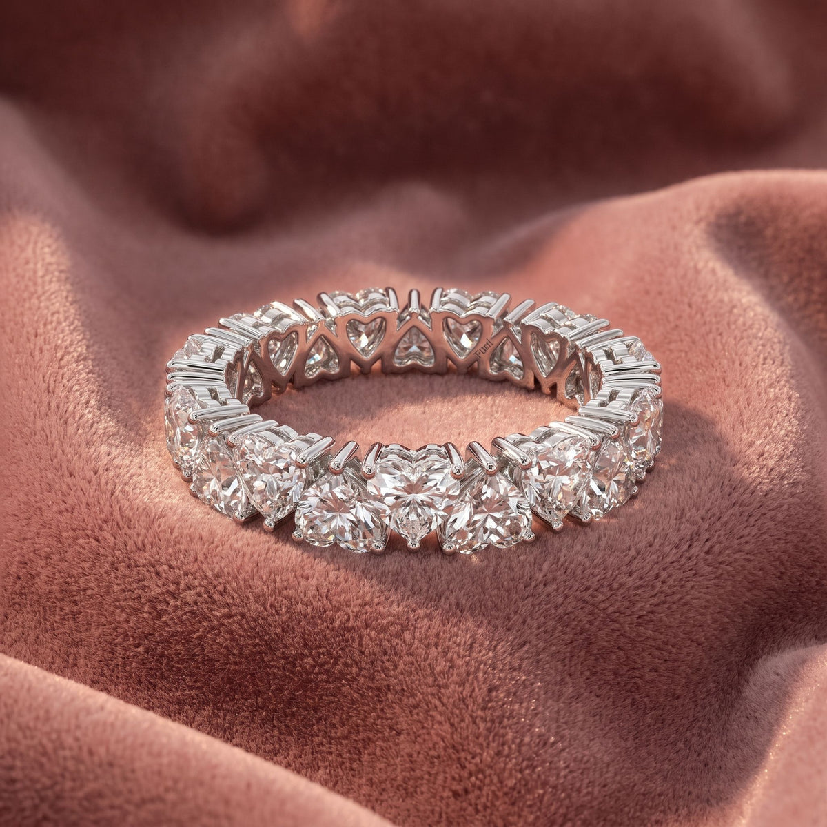 18K Heart Eternity Diamond Ring — AI cloth, in-house