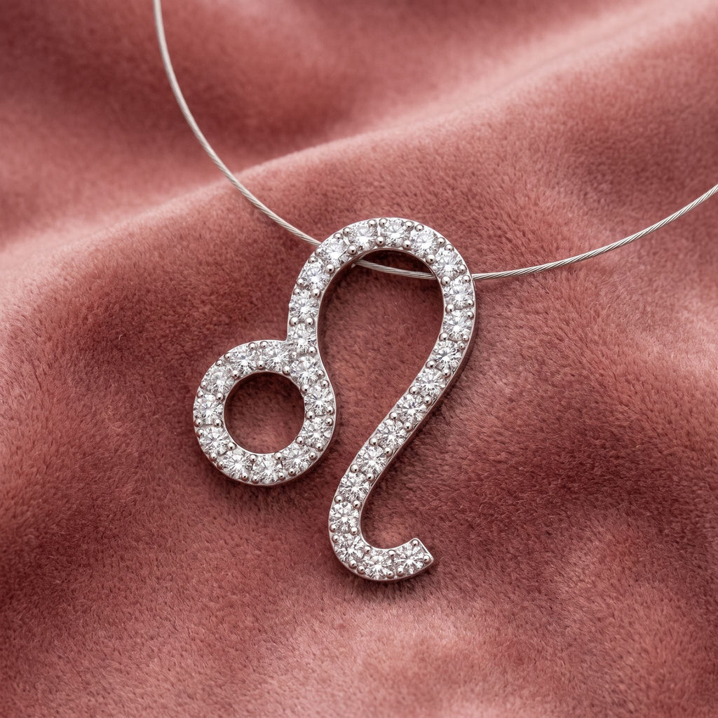 18K Zodiac Round Diamond Pendant — AI cloth, in-house