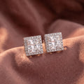 18K Princess Halo Diamond Earrings — AI cloth, in-house