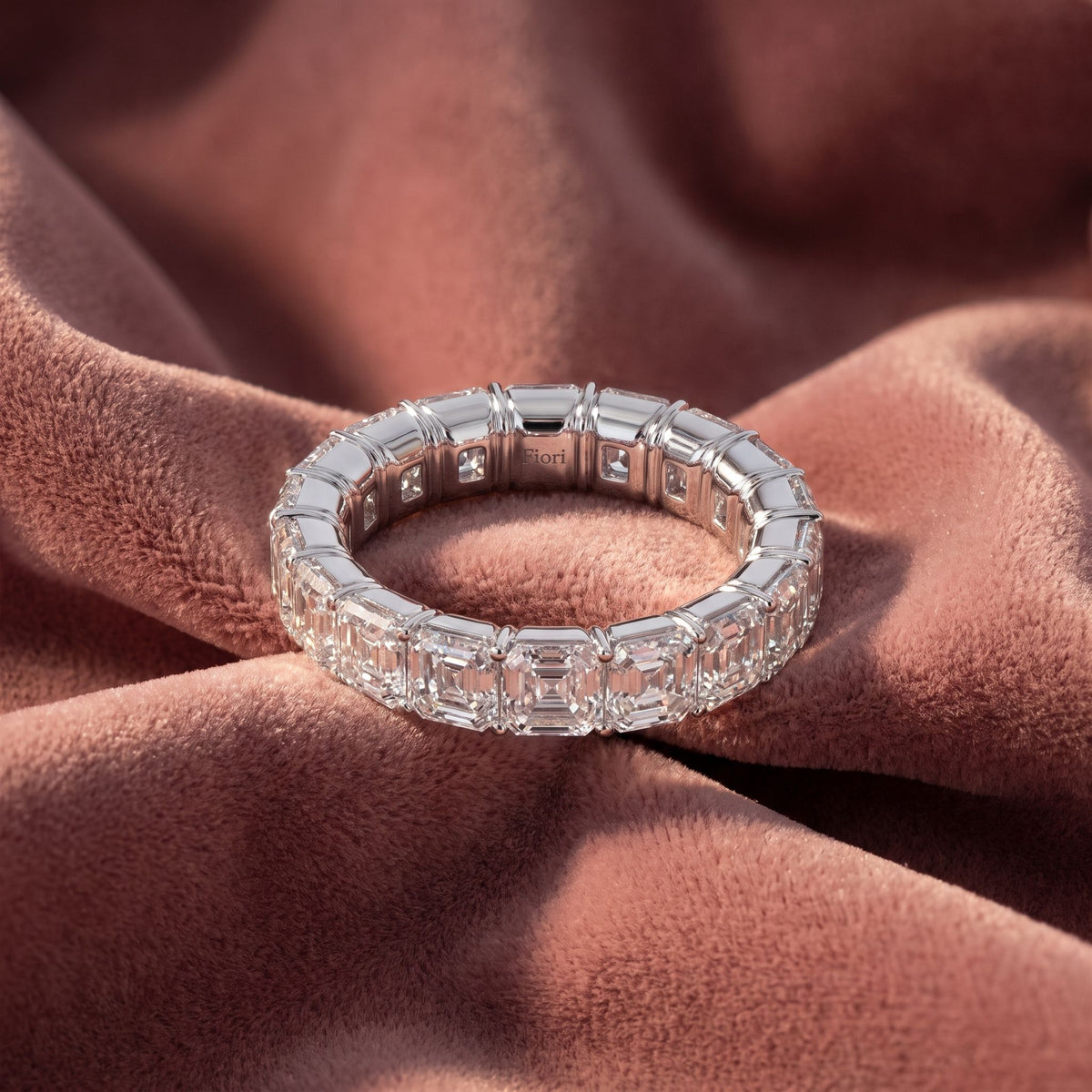 18K Asscher Eternity Diamond Ring — AI cloth, in-house