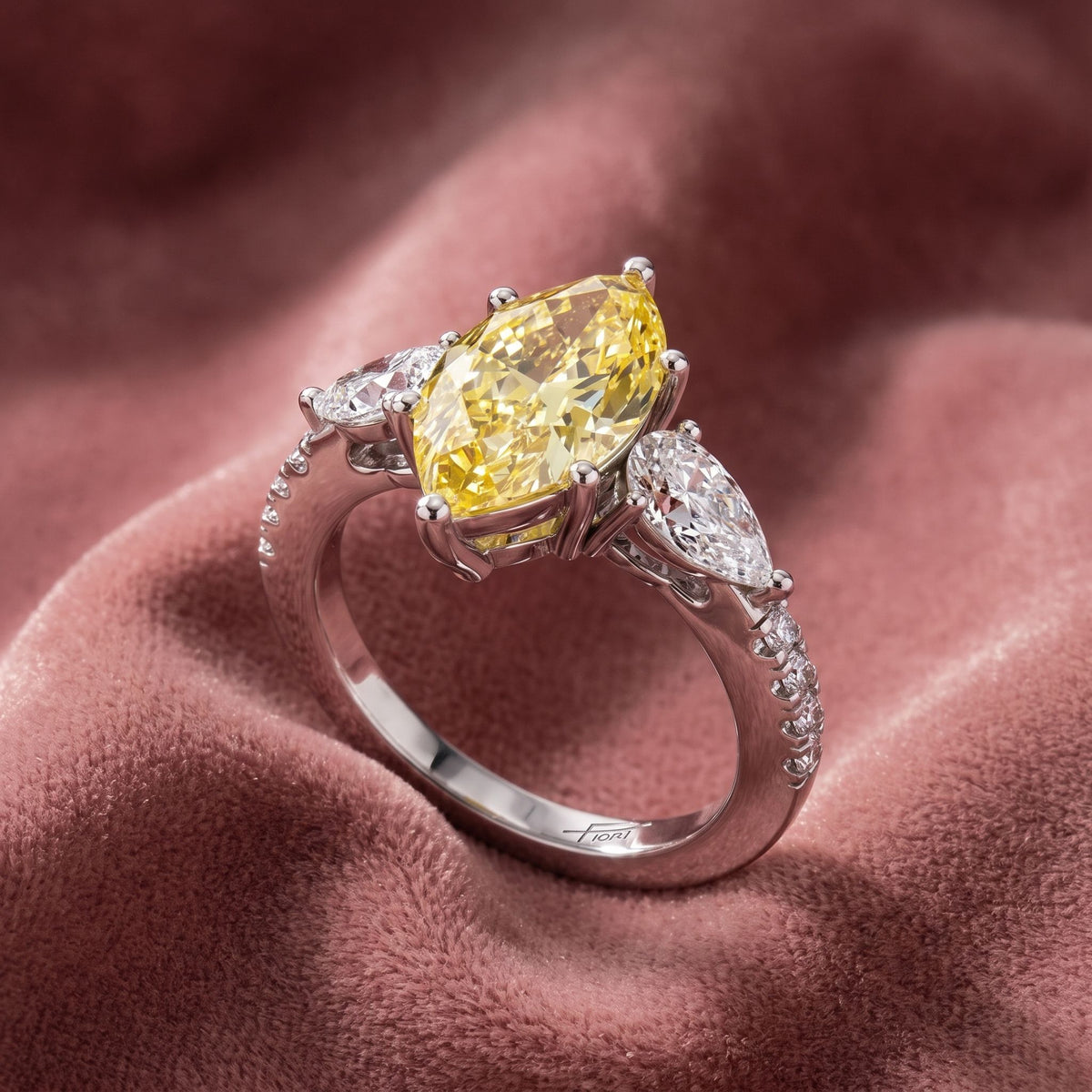 18K Trilogy Marquise Diamond Ring — AI cloth, in-house