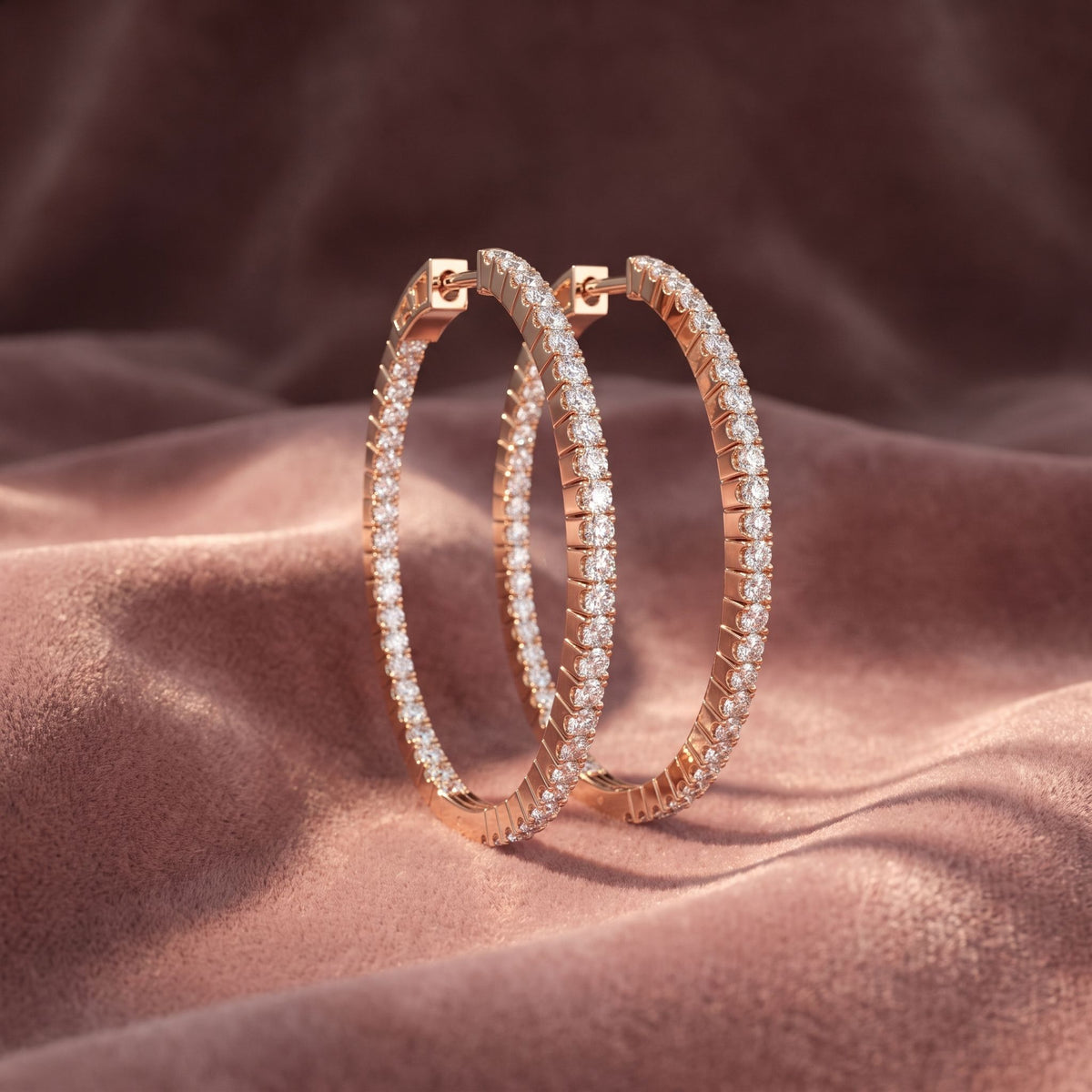 18K Diamond Hoop Earrings — AI cloth, in-house