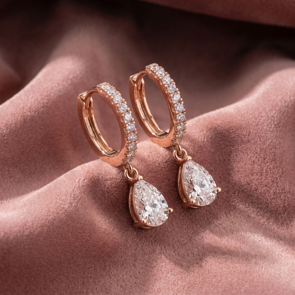 18K Pearl Drop Diamond Earrings — AI cloth, in-house