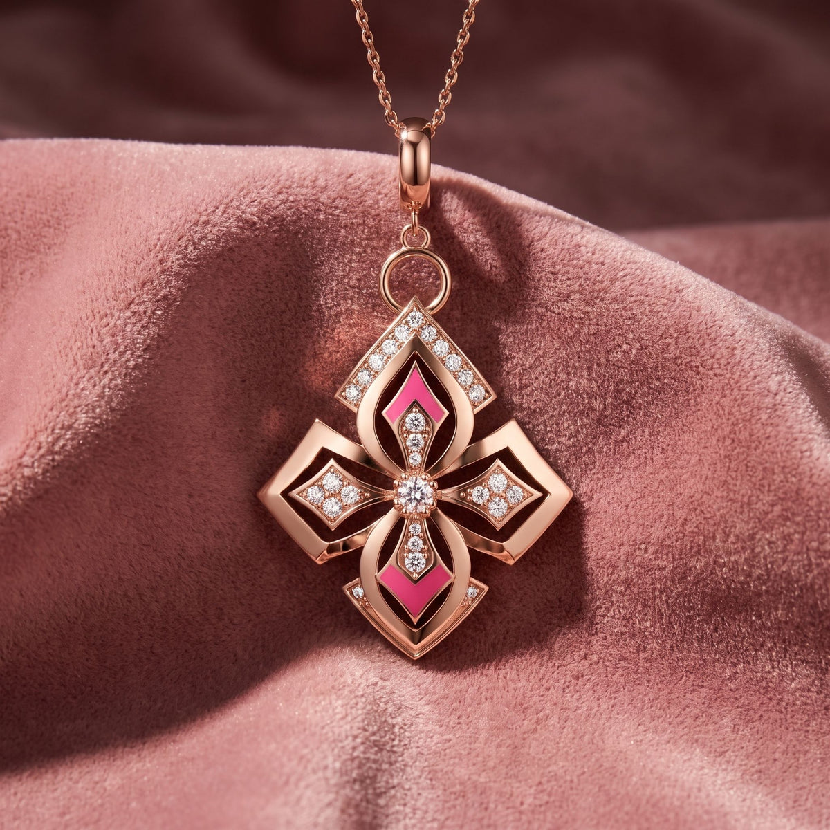 18K Bespoke Round Diamond Pendant — AI cloth, in-house