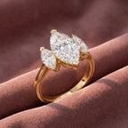 18K Trilogy Marquise Diamond Ring — AI cloth, in-house