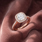 18K Halo Asscher Diamond Ring — AI cloth, in-house