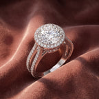 18K Halo Round Diamond Engagement Ring — AI cloth, in-house