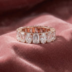 18K Full Eternity Emerald Cut Diamond Ring — AI cloth, in-house