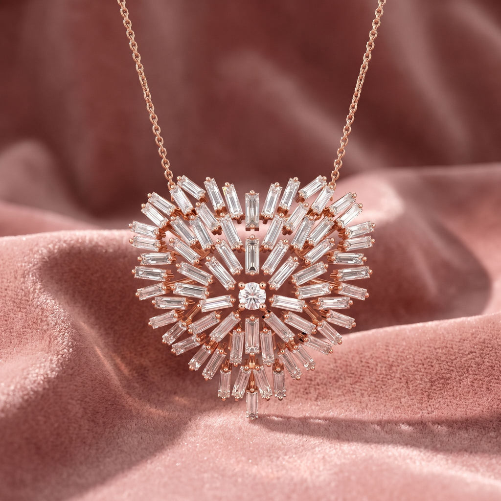 18K Heart Lab Grown Diamond Pendant — AI cloth, in-house