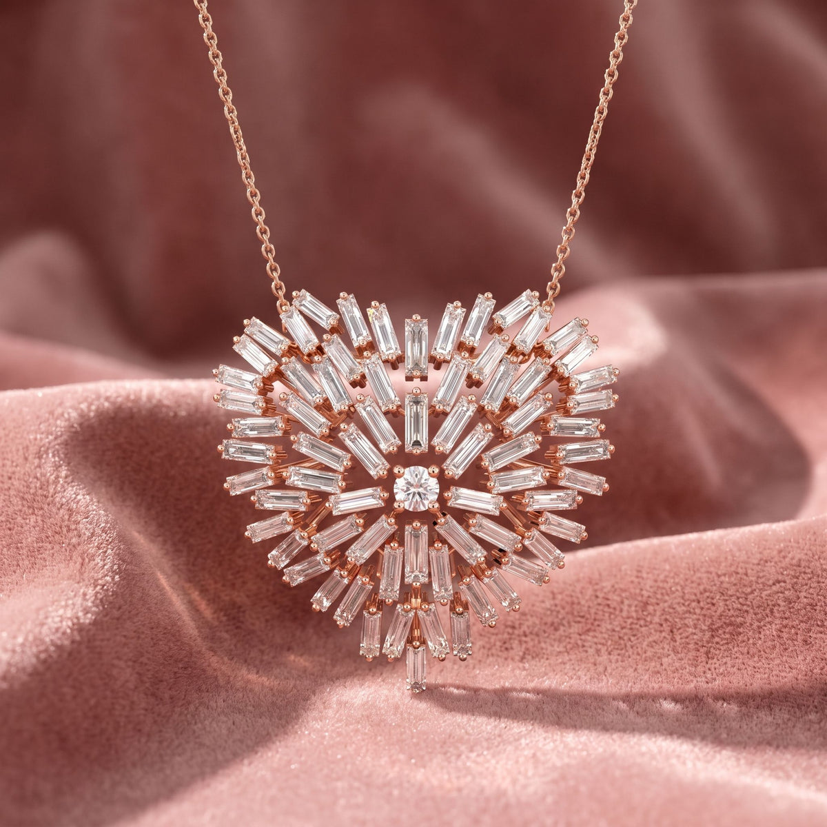 18K Heart Lab Grown Diamond Pendant — AI cloth, in-house