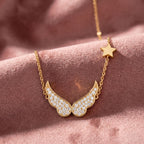 18K Wings Round Diamond Pendant — AI cloth, in-house