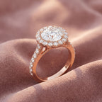 18K Halo Round Solitaire Diamond Ring — AI cloth, in-house