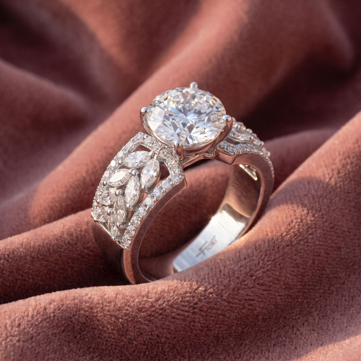 18K Solitaire Round Diamond Engagement Ring — AI cloth, in-house