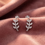 18K Leaf Diamond Earrings — AI cloth, in-house
