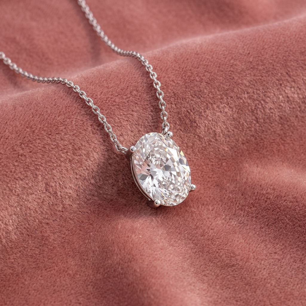 18K Solitaire Oval Diamond Pendant — AI cloth, in-house