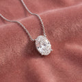 18K Solitaire Oval Diamond Pendant — AI cloth, in-house