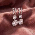 18K Three Stone Diamond Drop Earrings — AI cloth, in-house