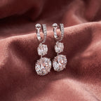 18K Three Stone Diamond Drop Earrings — AI cloth, in-house