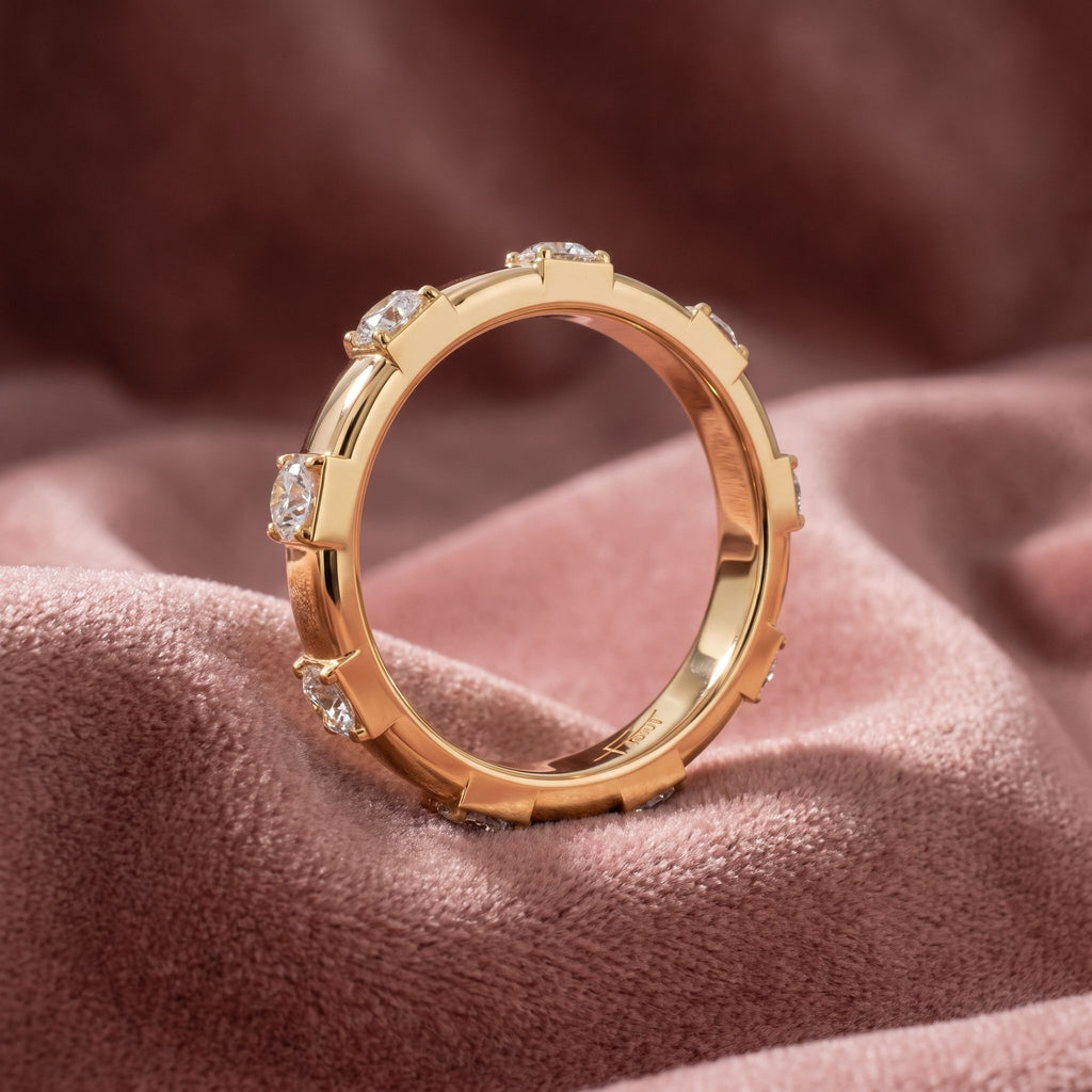 18K Eternity Round Diamond Ring — AI cloth, in-house