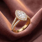 18K Halo Marquise Diamond Engagement Ring — AI cloth, in-house