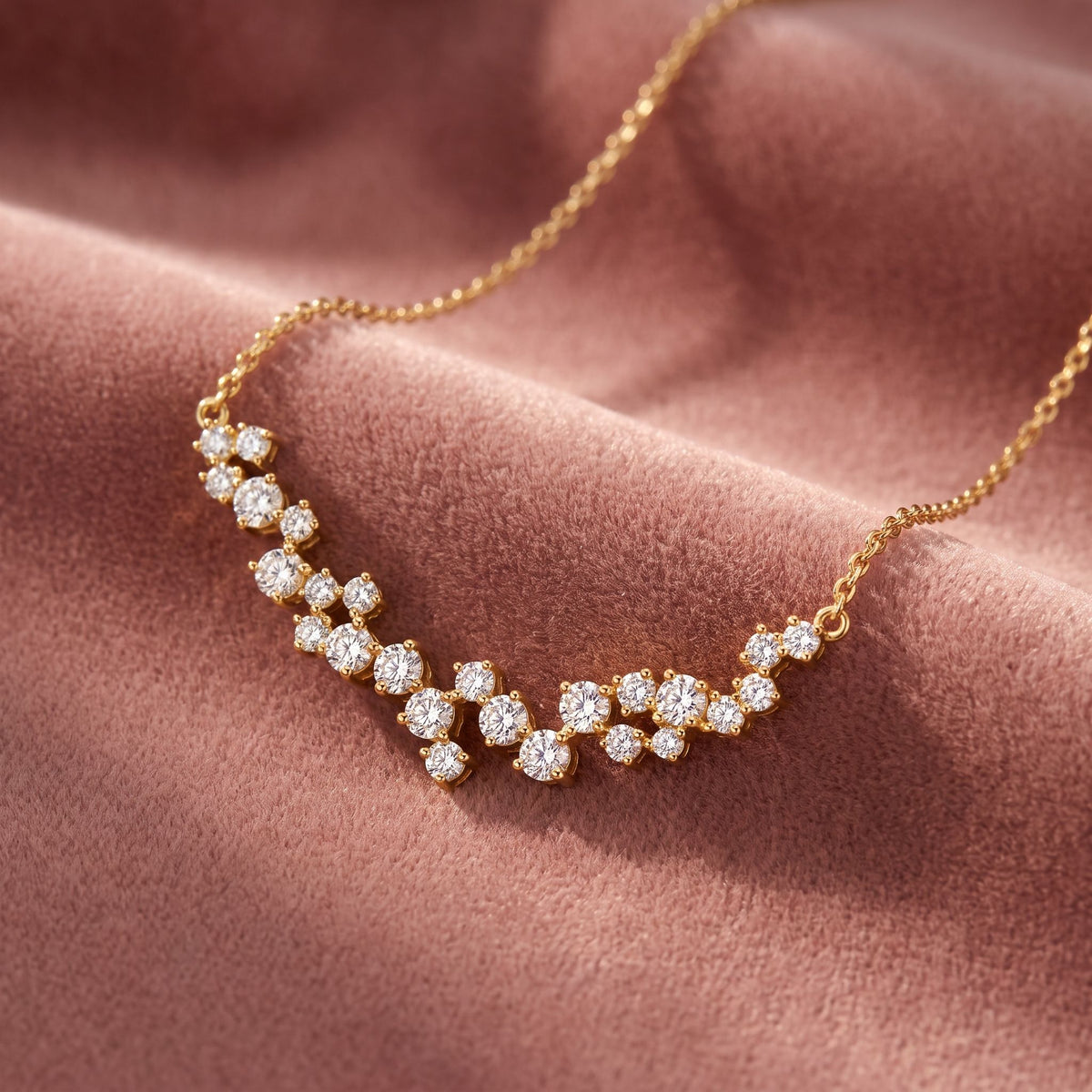 18K Bespoke Cluster Diamond Pendant — AI cloth, in-house